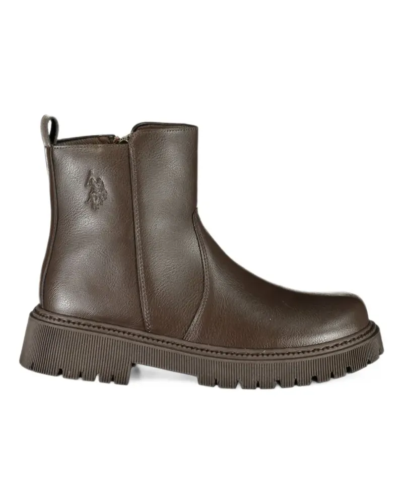 Ralph Lauren logo-embossed ridged-sole ankle boots - Braun Braun