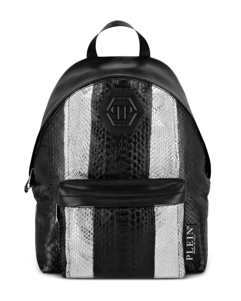 Philipp Plein python leather backpack - Schwarz Schwarz