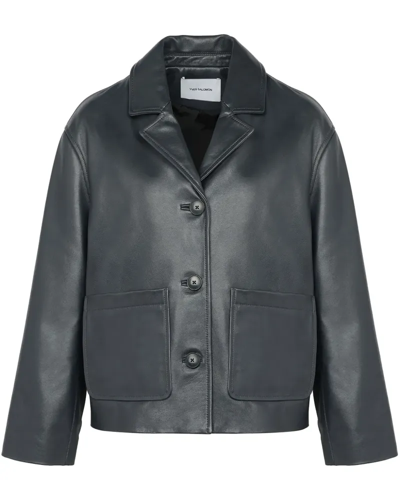 Yves Salomon Klassische Lederjacke - Schwarz Schwarz