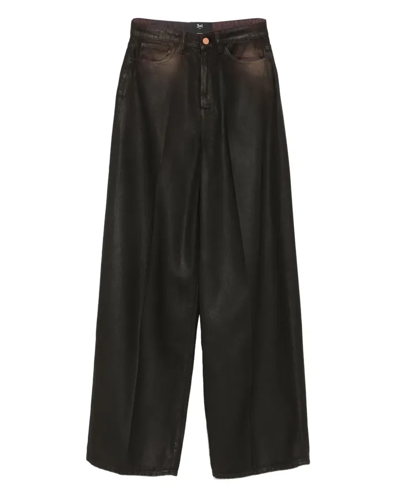 3x1 Ausgeblichene Wide-Leg-Jeans - Braun Braun