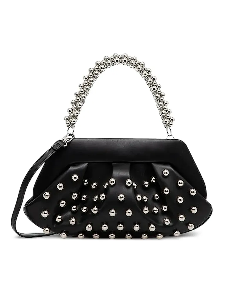 THEMOIRÈ Nietenverzierte Clutch mit Perlenhenkel - Schwarz Schwarz