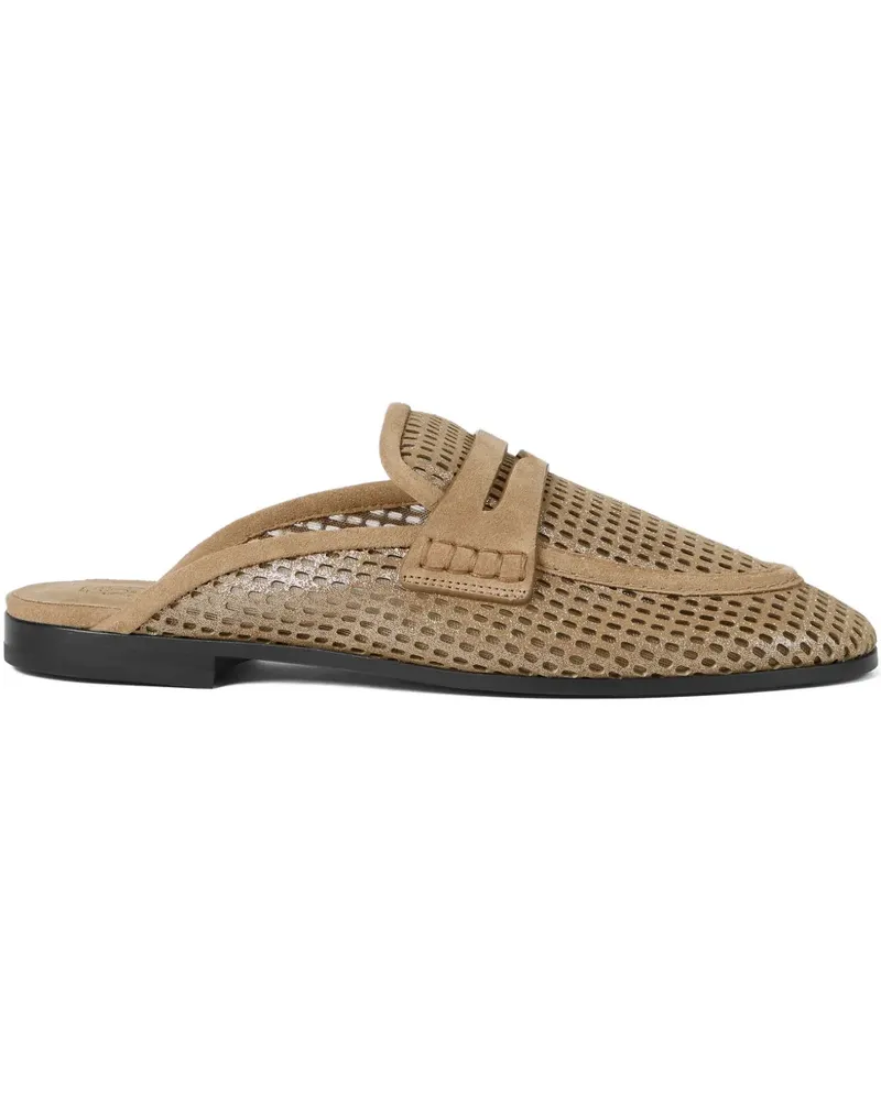 Brunello Cucinelli leather flat mules - Nude Nude