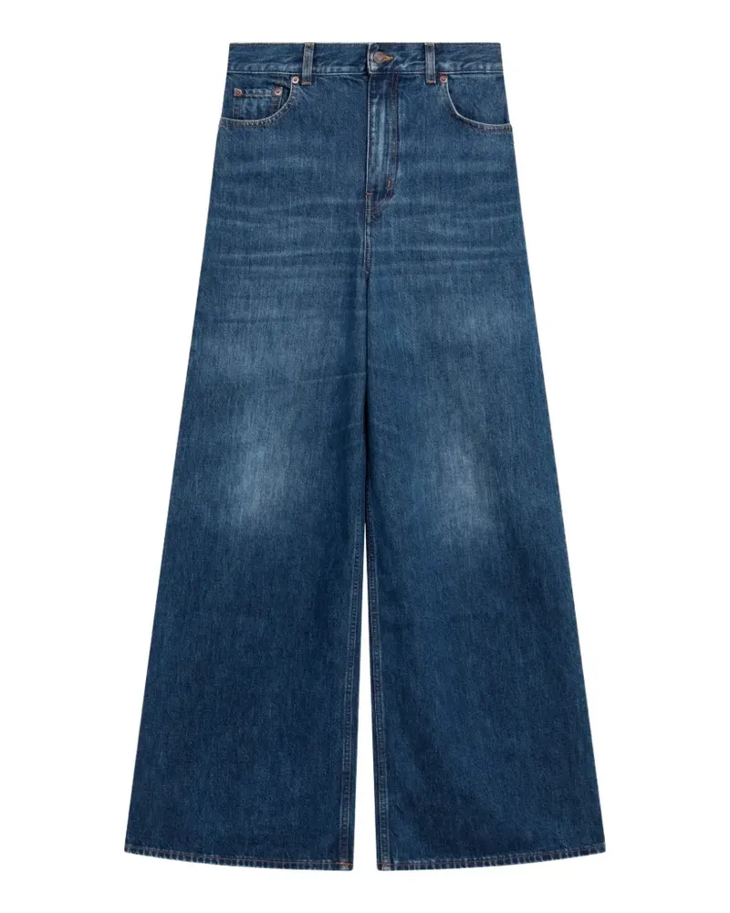 Chloé Wide-Leg-Jeans mit Logo-Patch - Blau Blau