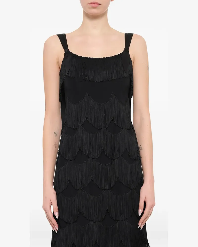 Marc Jacobs Seidenkleid mit Fransen - Schwarz Schwarz