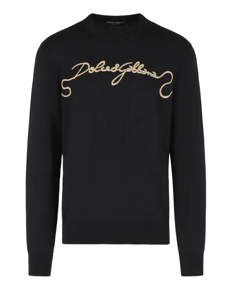 Dolce & Gabbana logo-embroidered knit sweater - Schwarz Schwarz