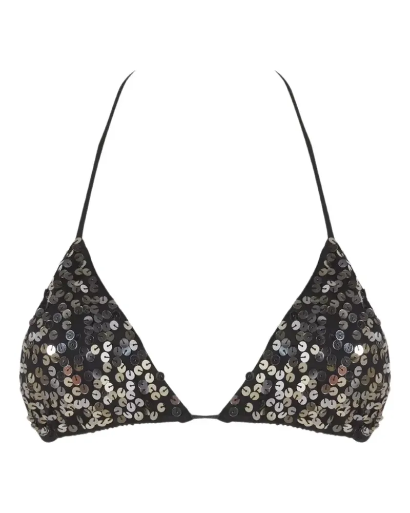 Leslie Amon sequin-embellished Scorpio bikini top - Schwarz Schwarz