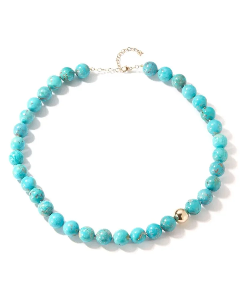 MATEO 14kt Gelbgoldhalskette mit Türkis - Blau Blau