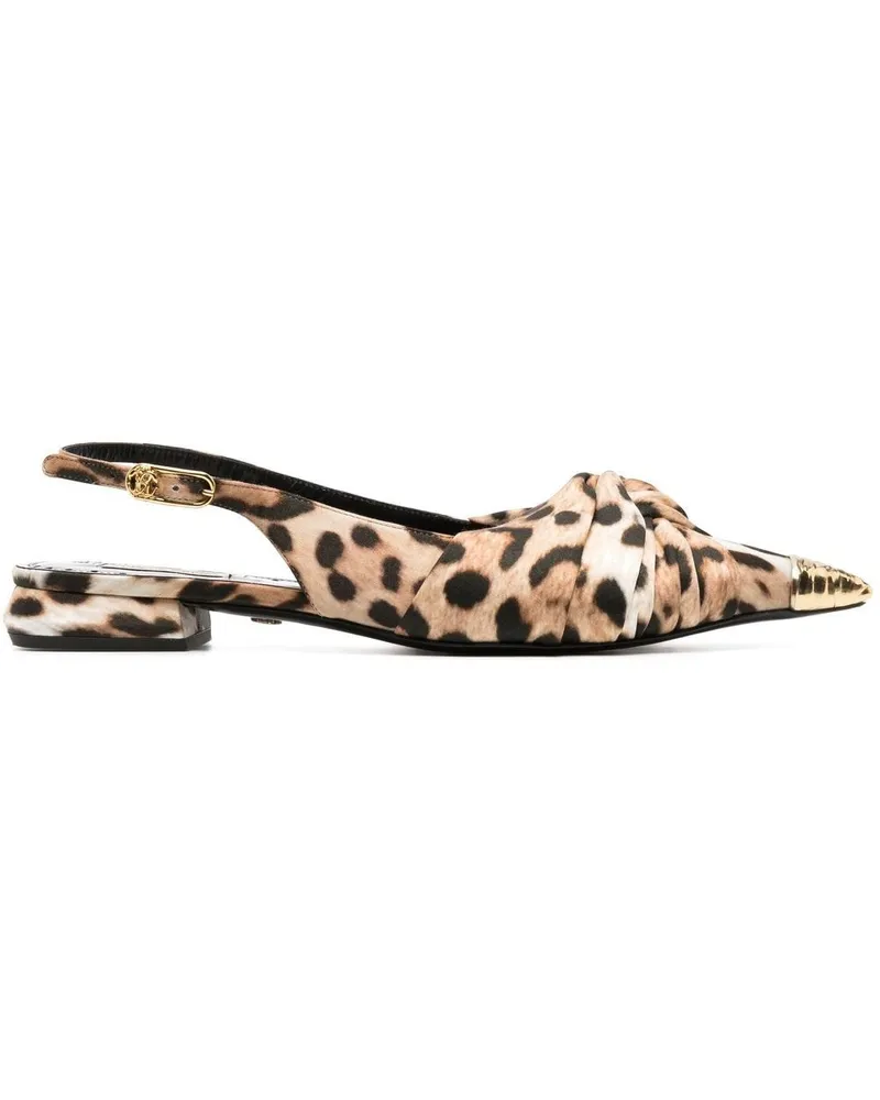 Roberto Cavalli Slingback-Ballerinas mit Leoparden-Print Nude