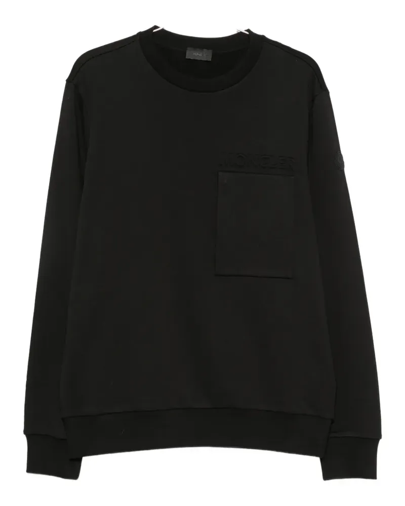 Moncler logo-patch crew neck sweatshirt - Schwarz Schwarz