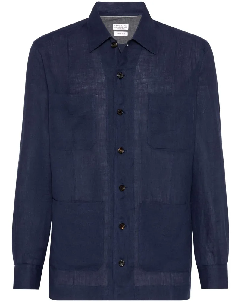 Brunello Cucinelli Hemd aus Leinen - Blau Blau
