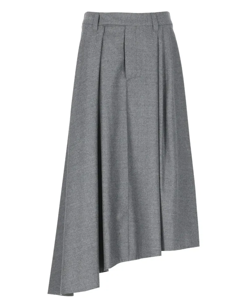 Brunello Cucinelli Asymmetrischer Midirock mit Biesen - Grau Grau