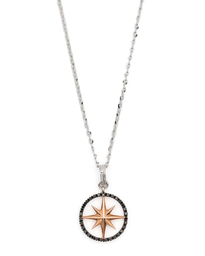 ZANCAN 18kt Weiß- und Rotgoldhalskette mit Kompass - Silber Silber