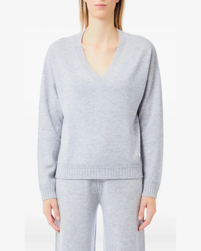 Liu Jo V-Ausschnitt-Pullover mit geripptem Saum - Grau Grau