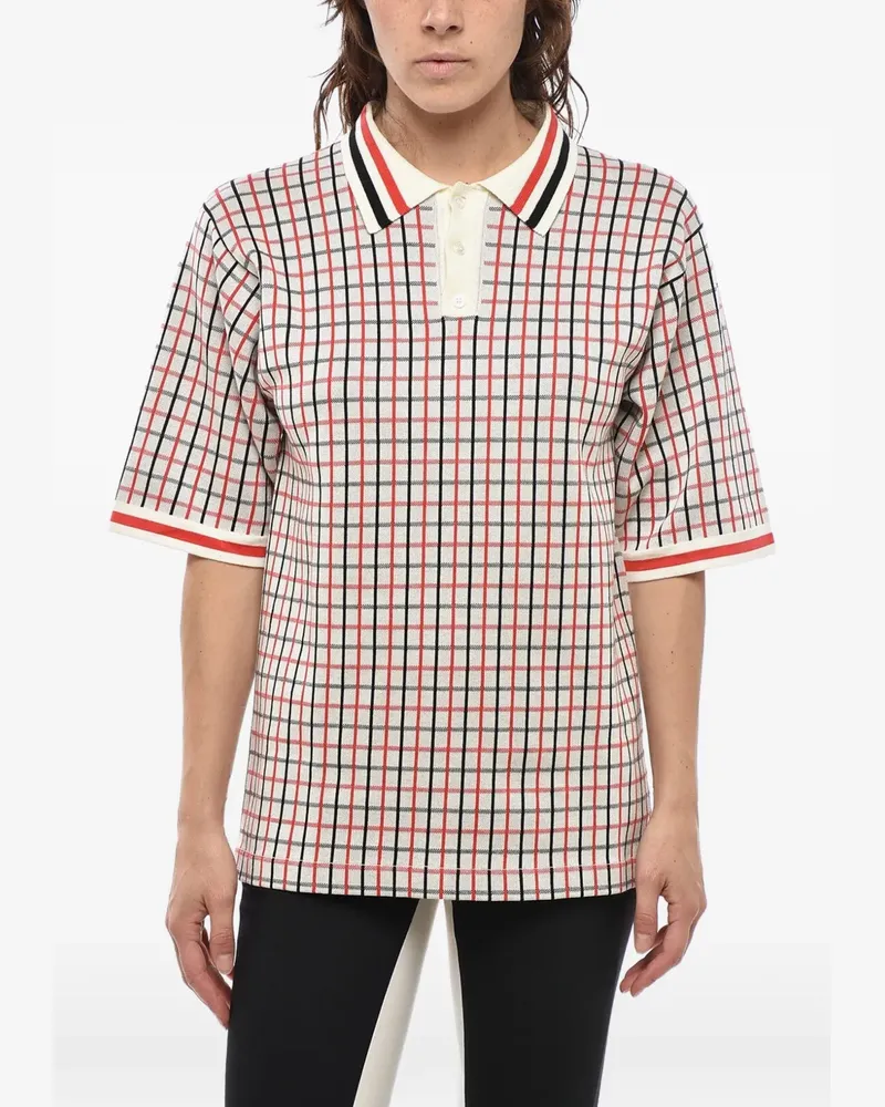 Stella McCartney checked short-sleeve polo shirt - Nude Nude