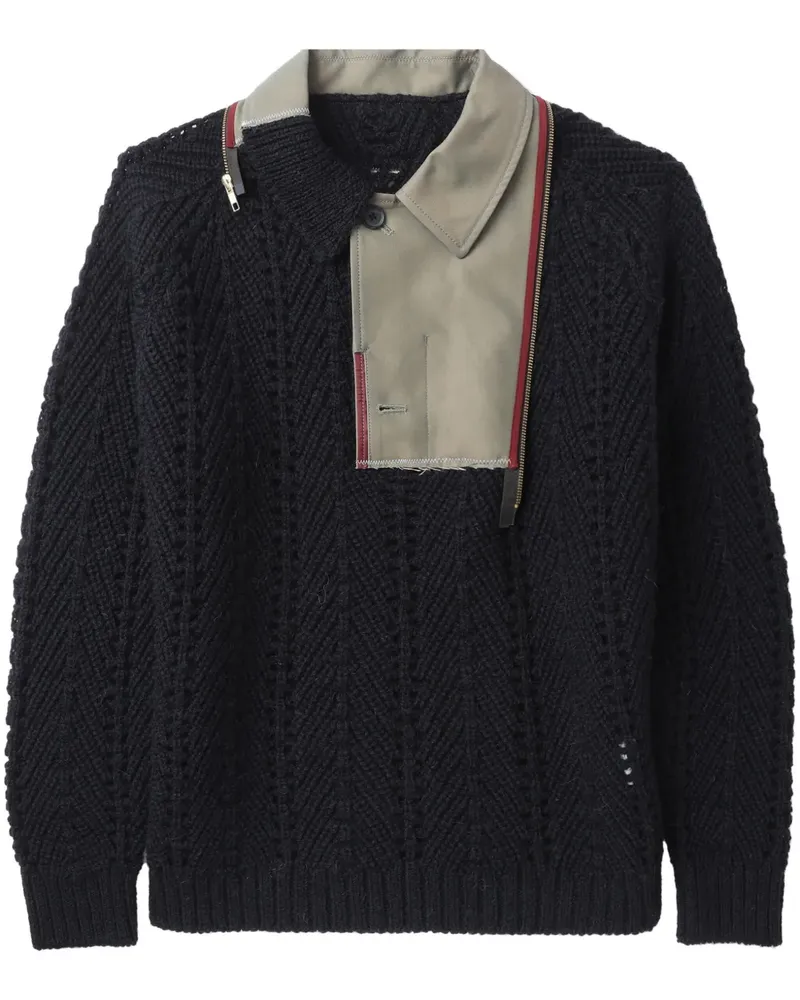 kolor Pullover in Pointelle-Strick - Blau Blau
