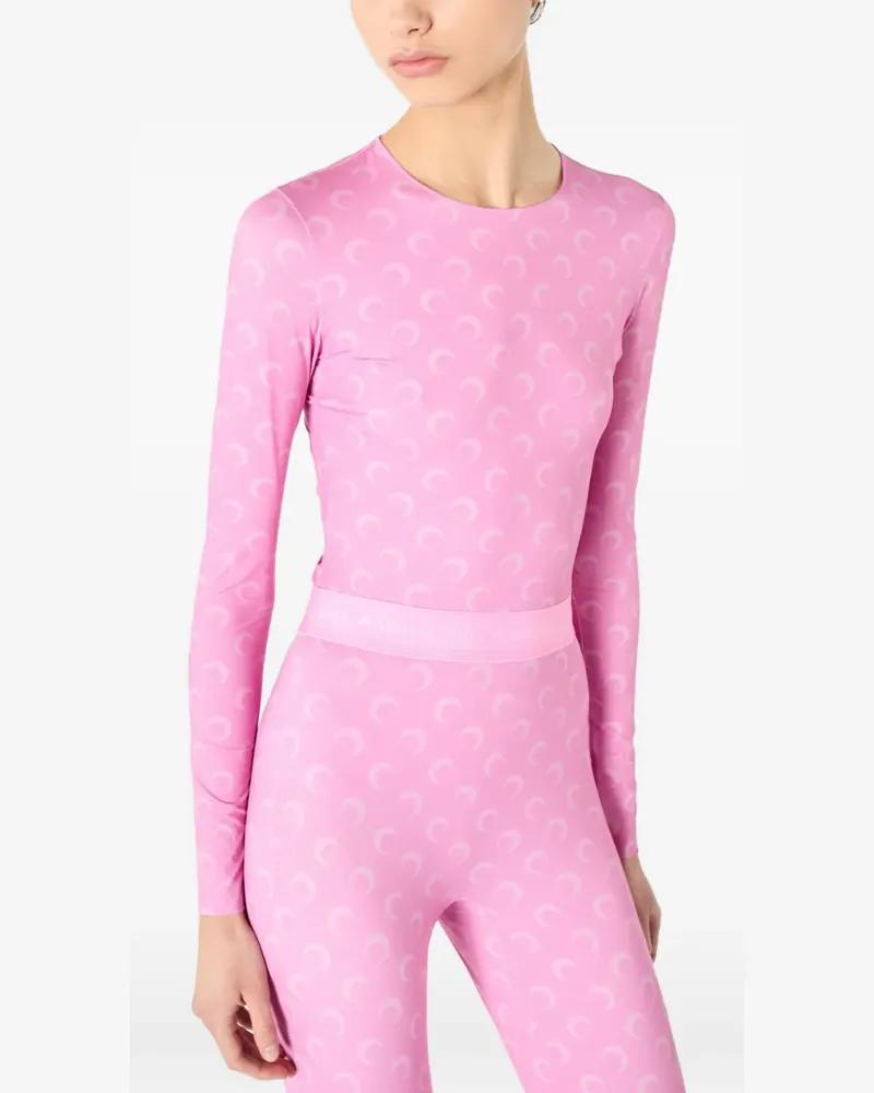 Marine Serre Langarmshirt mit Mondprint - Rosa Rosa