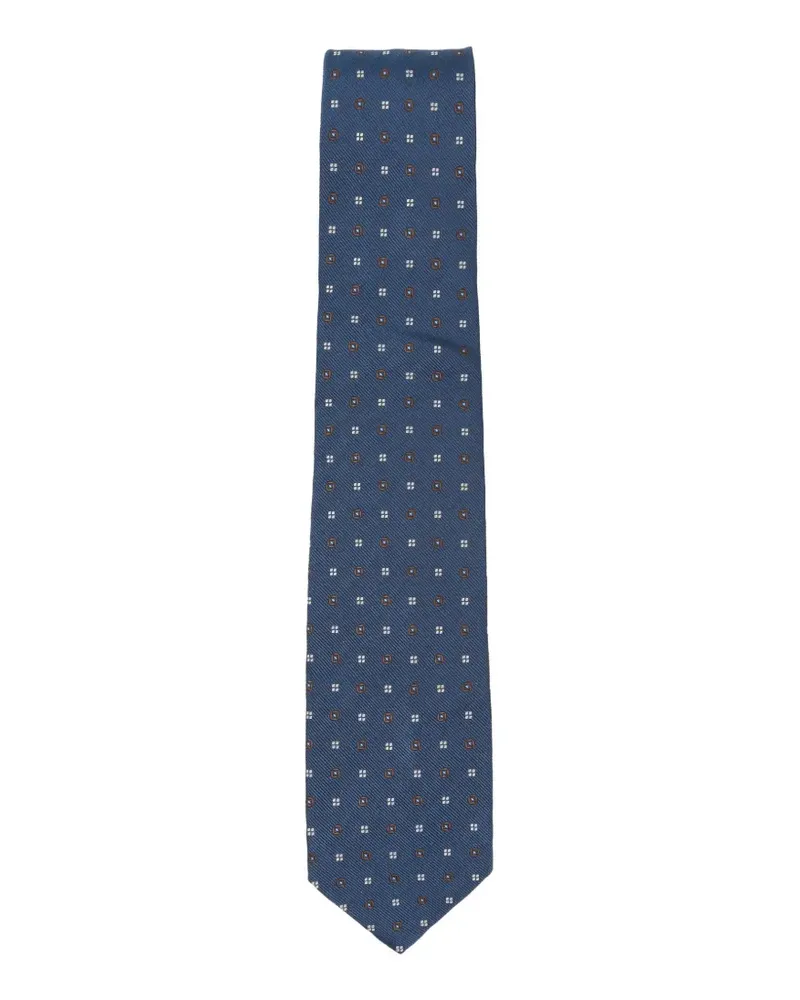 BARBA geometric-pattern tie - Blau Blau