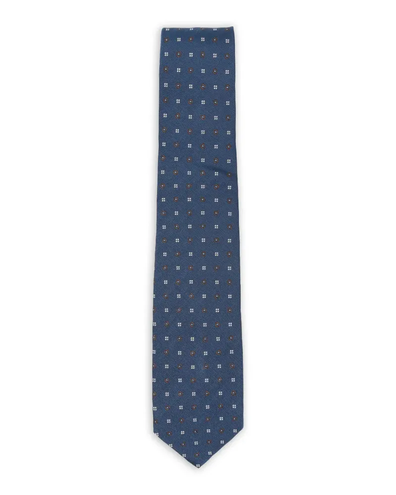 BARBA geometric-pattern tie - Blau Blau