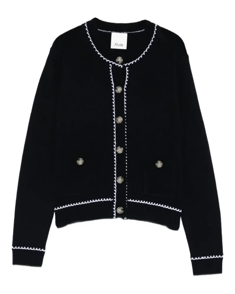 ALLUDE Geknöpfter Cardigan mit Besatz - Blau Blau