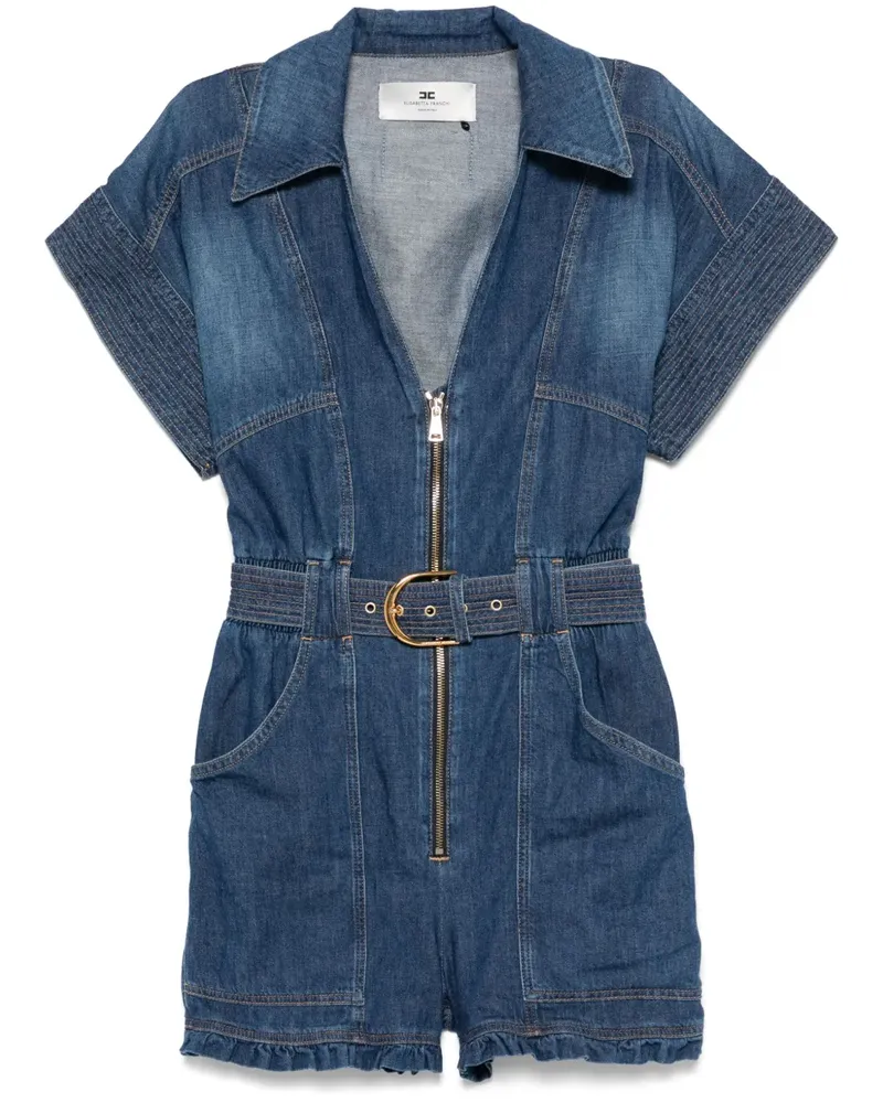 Elisabetta Franchi Jeans-Strampler mit Gürtel - Blau Blau