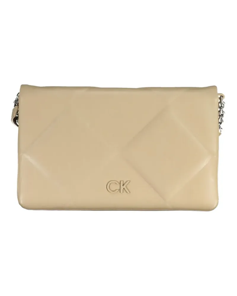 Calvin Klein quilted logo-lettering shoulder bag - Nude Nude