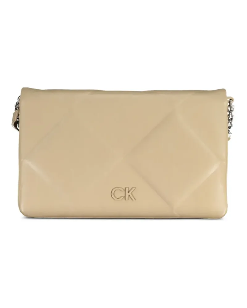 Calvin Klein quilted logo-lettering shoulder bag - Nude Nude