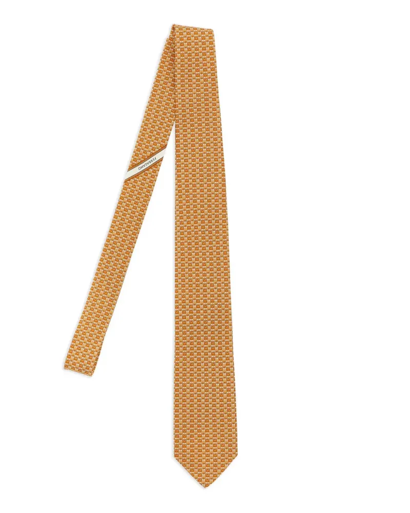 Ferragamo Krawatte mit Jacquardmuster - Orange Orange