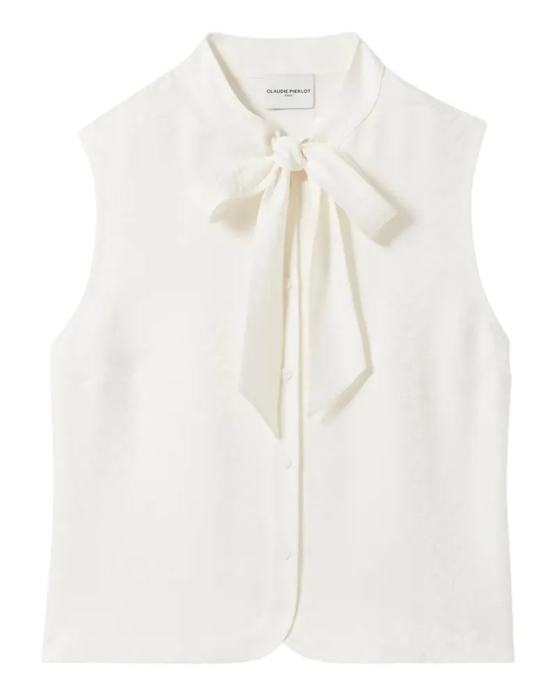 Claudie Pierlot Top mit Schleifenkragen - Ecru Ecru