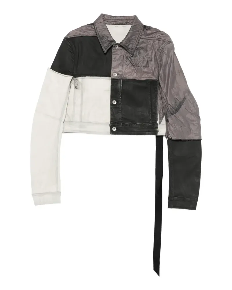 DRKSHDW by Rick Owens Little Joe patchwork cropped jacket - Weiß Weiß