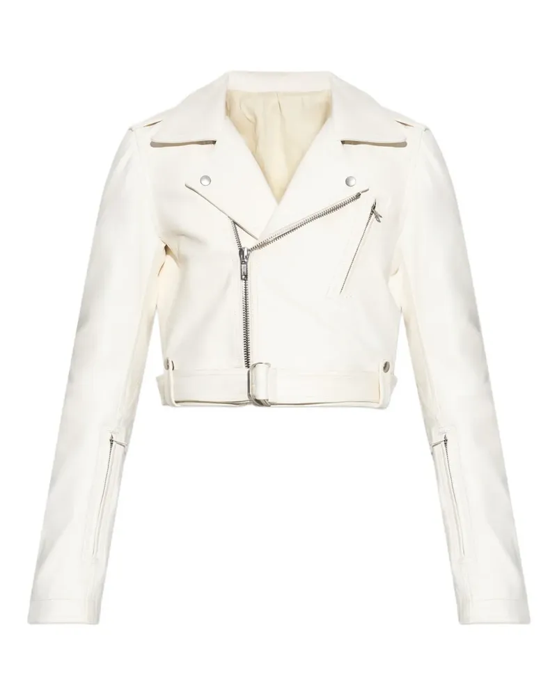 Rick Owens belted asymmetrical zip jacket - Weiß Weiß