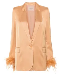 Twin-Set Satin-Blazer mit Federbesatz Nude