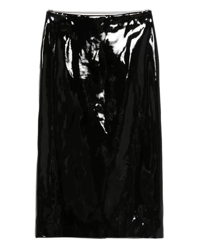MSGM patent-finish faux-leather midi skirt - Schwarz Schwarz