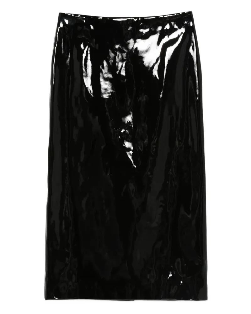 MSGM Midirock aus Faux-Leder in Lackoptik - Schwarz Schwarz