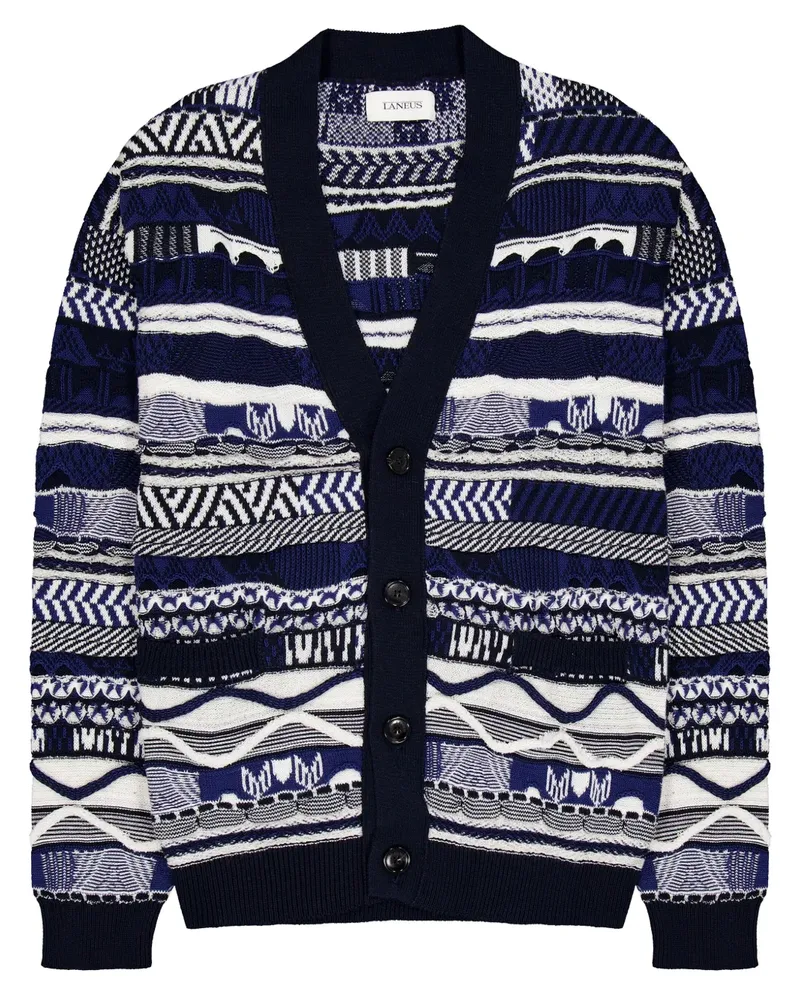 Laneus Cardigan mit Jacquardmuster - Blau Blau