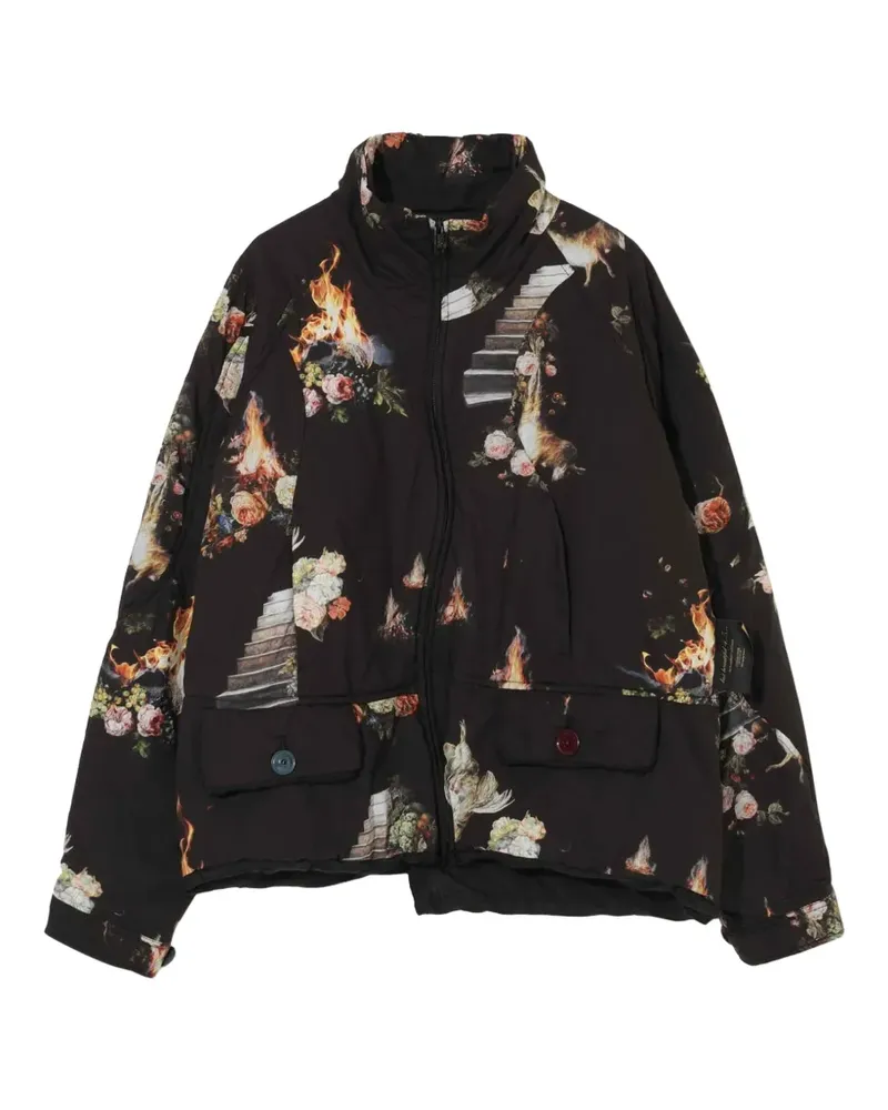 Undercover graphic-print asymmetric jacket - Schwarz Schwarz