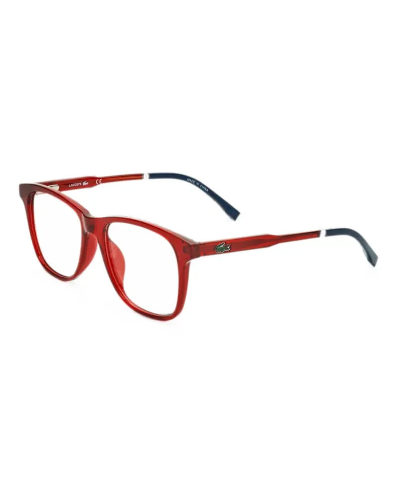 Lacoste Eckige Brille mit Logo-Schild - Rot Rot