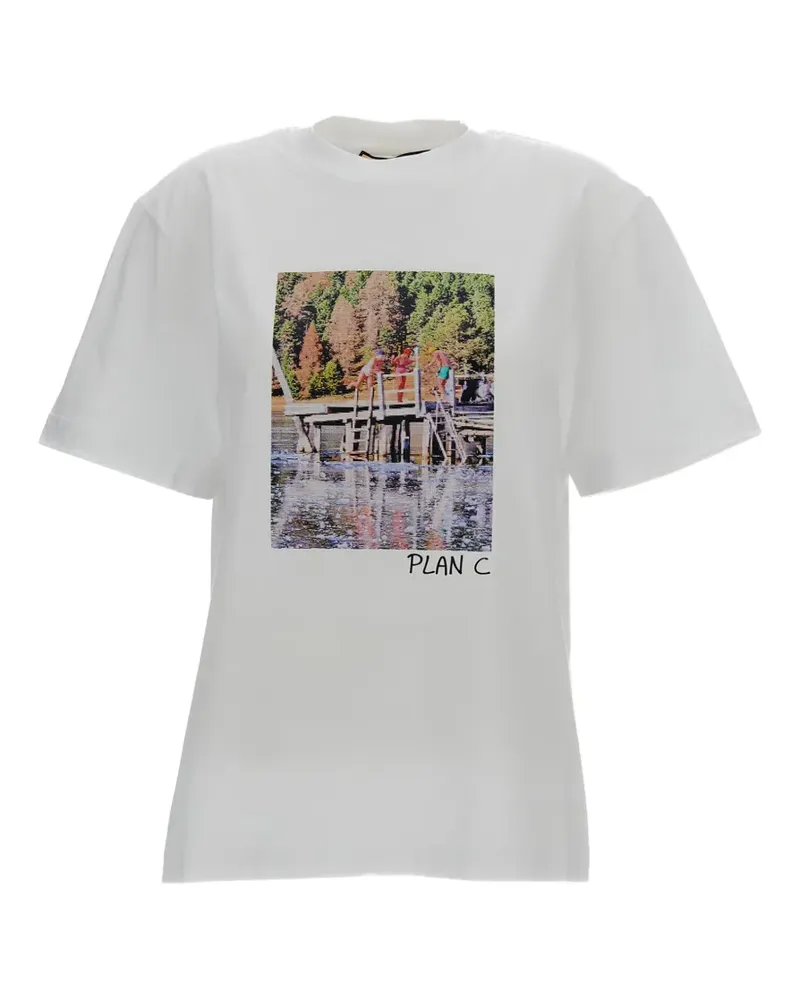 PLAN C T-Shirt im Metallic-Look - Weiß Weiß