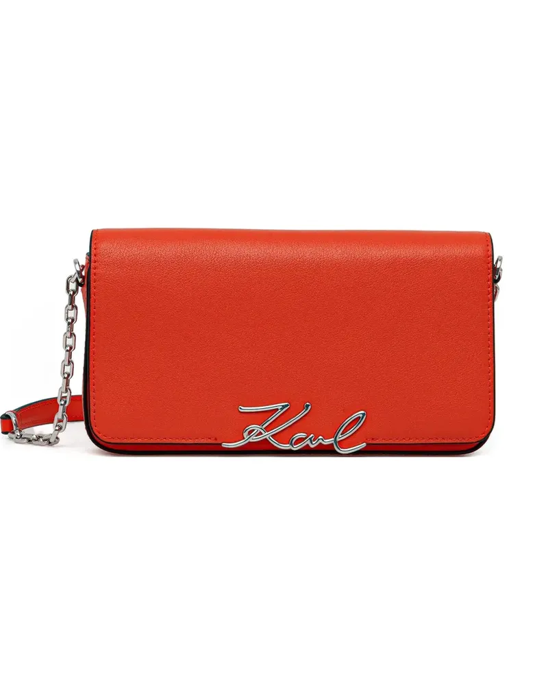 Karl Lagerfeld logo-plaque cross body bag - Orange Orange