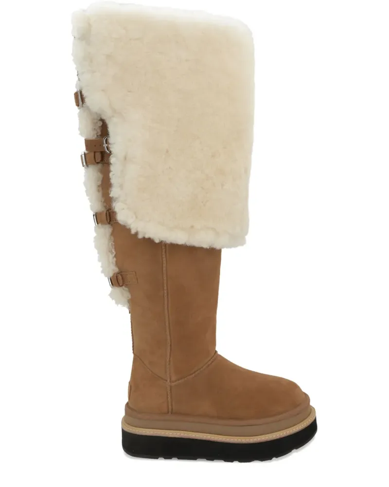 UGG x Sacai shearling buckle boots - Braun Braun