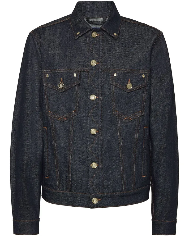 Billionaire Jeansjacke mit Logo-Patch - Schwarz Schwarz