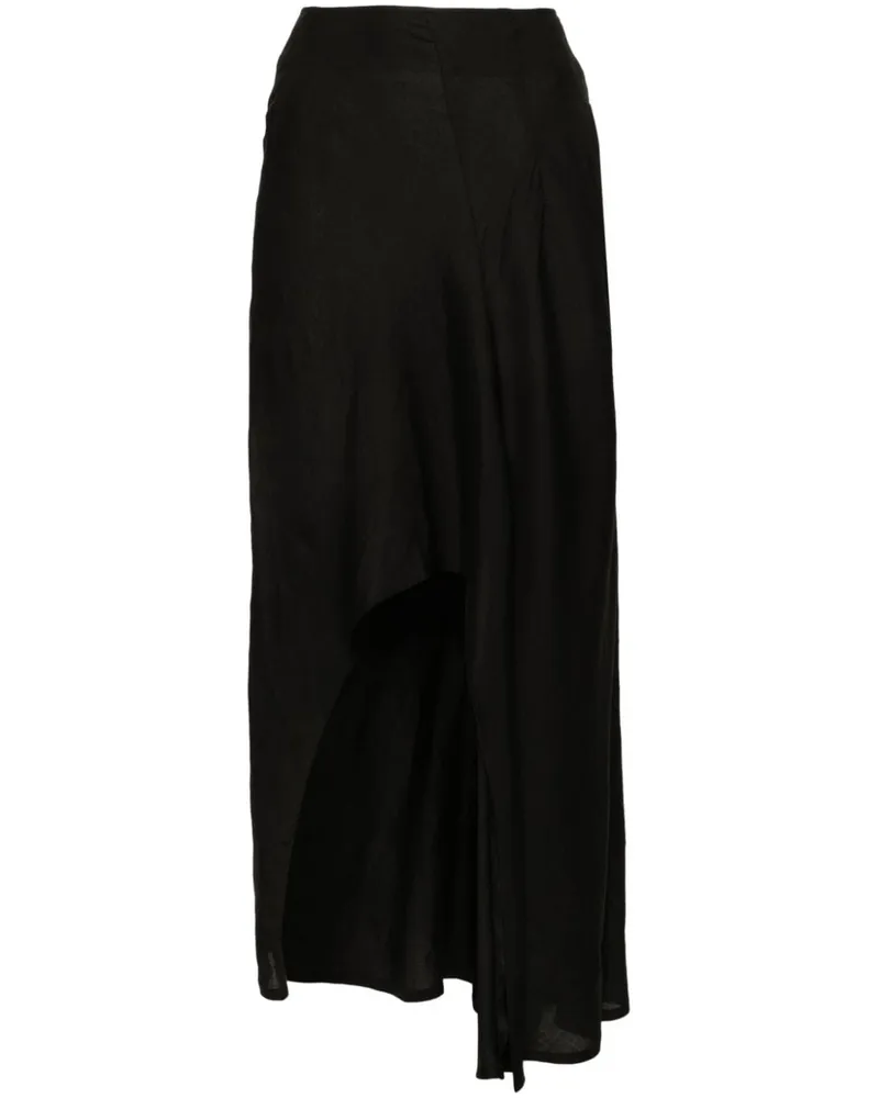Yohji Yamamoto Asymmetrischer Faltenrock - Schwarz Schwarz