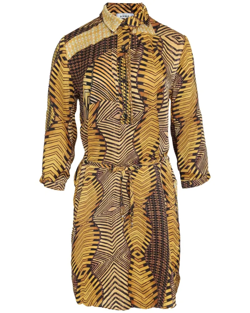 Amir Slama Kleid mit abstraktem Print - Gelb Gelb