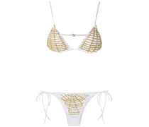 Triangel-Bikini mit Perlen