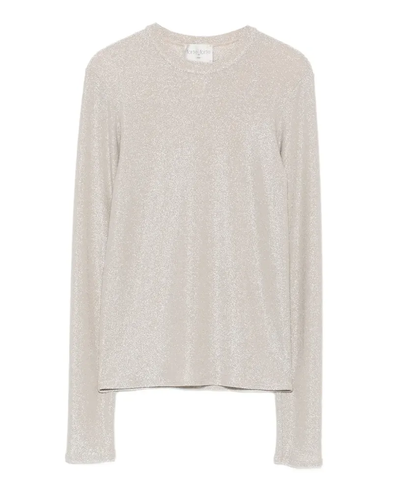forte_forte Langarmshirt mit Glitter-Optik - Silber Silber