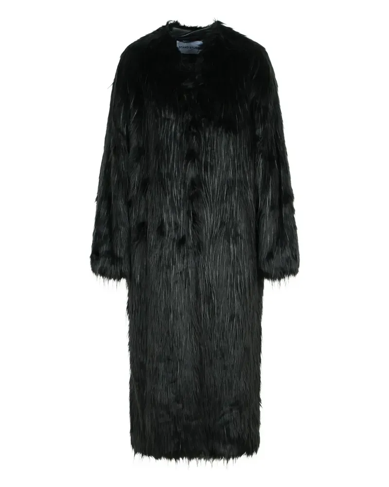 STAND Carolina Mantel aus Faux Fur - Schwarz Schwarz