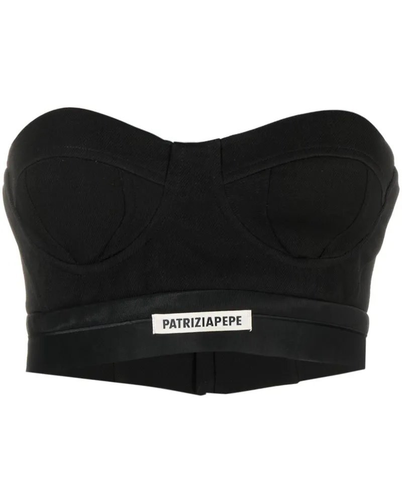 Patrizia Pepe Bustier-Top mit Logo-Patch - Schwarz Schwarz