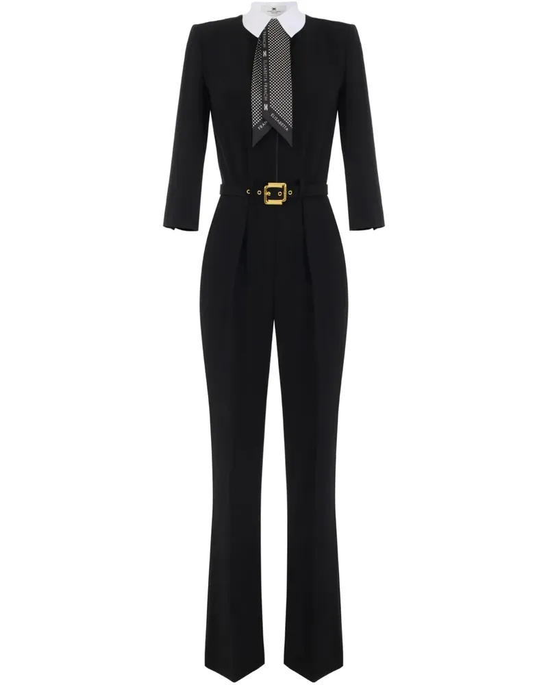 Elisabetta Franchi Jumpsuit mit Schaldetail - Schwarz Schwarz