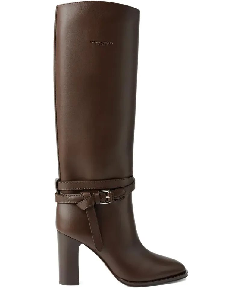 Ralph Lauren Kniehohe Stiefel mit Schnallenriemen - Braun Braun