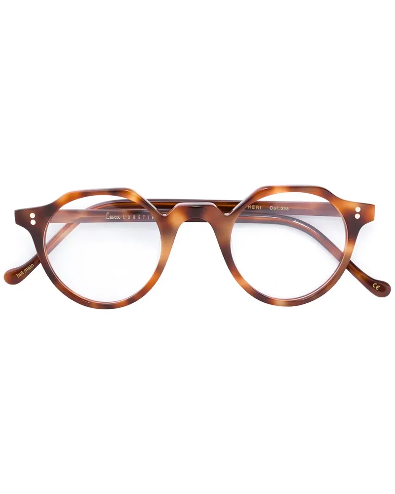 Lesca Brille mit rundem Gestell - Braun Braun