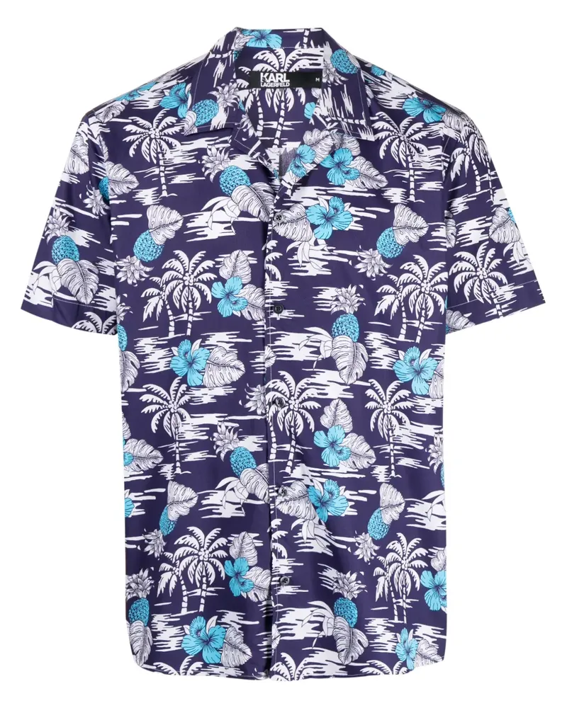 Karl Lagerfeld Hemd mit Palmen-Print - Blau Blau